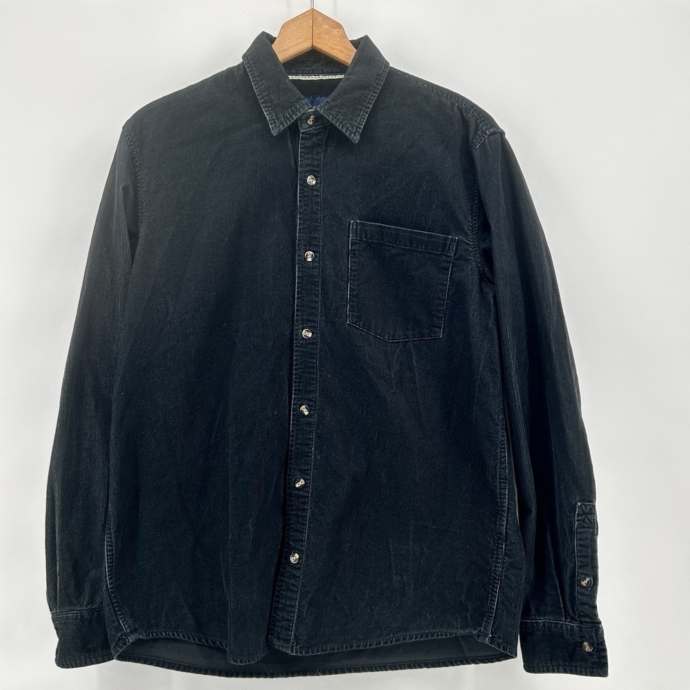 Pull & Bear Corduroy‎ Shirt Mens M Black Button Up Shacket Style Streetwear